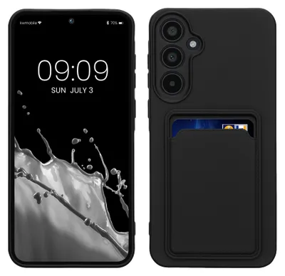 Produktbild von kwmobile Handyhülle für Samsung Galaxy A35 Hülle mit Kartenfach - TPU Case - Kabelloses Laden - Schutzhülle Cover in Schwarz