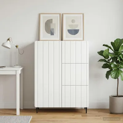Image de Buffet à tiroirs vidaXL, blanc, 66 x 34,5 x 91,5 cm, aggloméré