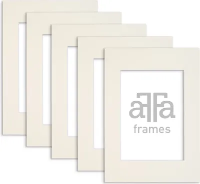 Produktbild von aFFa frames Passe Partout | Minimalistische Bildunterlage zur Anzeige Ihrer Fotos, Poster, Diplome | Karton, Farbe, Creme, 15x21 cm | 5 Stück pro Set