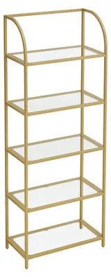 Immagine prodotto di Libreria moderna a 5 ripiani in oro e vetro temperato
