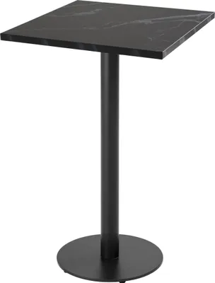 Image de Table haute carrée 60 cm pied noir et revêtement marbre noir - Oviala Rivoli