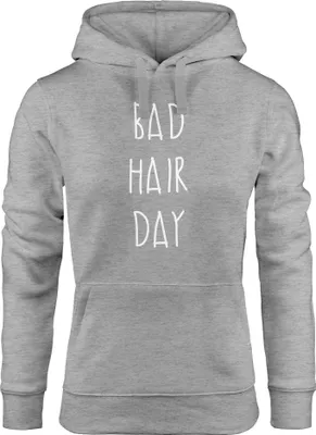 Produktbild von Kapuzen-Pullover Damen Bad Hair Day Motiv Hoodie Moonworks® grau L