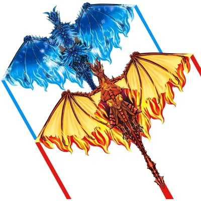Produktbild von Drachen für Kinder und Erwachsene, Einzelleine, Blau und Rot