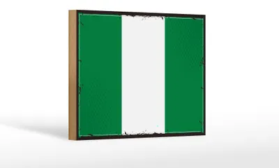 Produktbild von Holzschild Flagge Nigerias 18x12 cm Retro Flag of Nigeria Dekoration