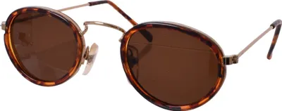 Produktbild von tevenger Nickelbrille Runde Nerd Hippiebrille Sonnenbrille UV400 Rund Damen Herren Zubehör Randfarbe Gold Braun Glas Braun