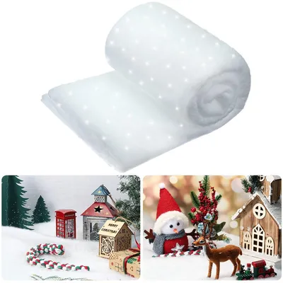 Image de Neige artificielle tapis de neige - Neige artificielle décoration de Noël - 0,8 x 2,4 m - Blanc
