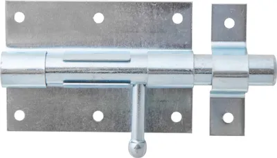 Produktbild von Alberts Bolzenriegel | mit rundem Griff und befestigter Schlaufe | galvanisch blau verzinkt | Platte 95 x 67 mm | Bolzen-Ø 15,5 mm | Gesamtlänge 135 mm | 10er Set