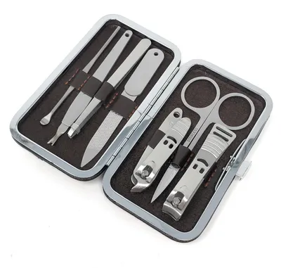 Produktbild von Profi 7 Teiliges Maniküre Set Nagelpflege Nagelknipser Pediküre Nagelset Etui