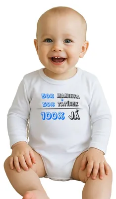 Immagine prodotto di Body stampato New Baby 50% MAMMA + 50% PAPÀ - 100% IO blu, taglia 86 (12-18 mesi)