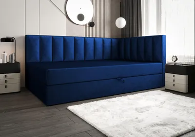 Produktbild von Adelle rechts oder links 90 cm 120 cm B&B Home Boxspringbett Adelle rechts oder links, 120x210 cm, Dunkelblau, ruhige Formensprache und wohnliche Ausstrahlung fürs Schlafzimmer
