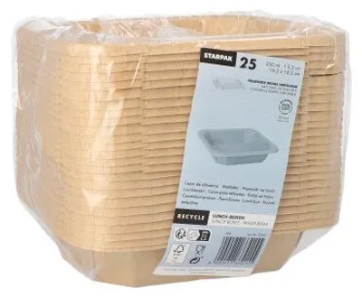 Produktbild von Lunchboxen, Pappe eckig 500 ml 3,3 cm x 16,2 cm x 16,2 cm braun