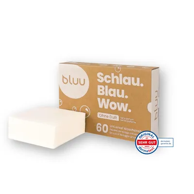 Produktbild von bluu Waschmittel-Blätter Duftfrei | 60 Stk | Biologisch abbaubares Waschmittel | 100% Plastikfrei | Wäsche ökologisch waschen mit Eco Waschstreifen