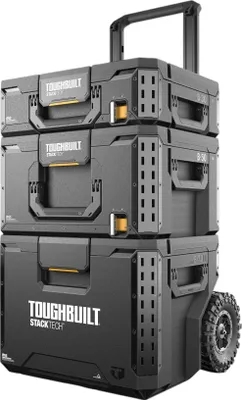 Produktbild von Toughbuilt StackTech TB-B1S3-B-70R Werkzeugkisten Set mit Rollen 3 tlg. IP65 86 x 56 x 40 cm