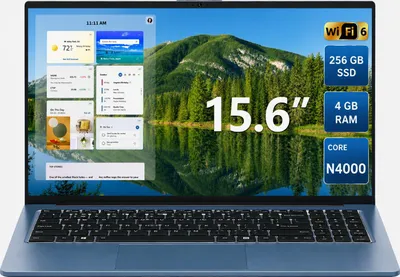 Immagine prodotto di Notebook SGIN M15 - Schermo da 15,6 pollici, processore Intel N4020, SSD da 256 GB, 4 GB di RAM, Windows 11 Home, colore blu