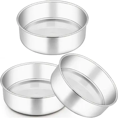 Obrázok produktu pre Okrúhla forma na pečenie, priemer 20 cm, nerezová oceľ, sada 3 kusov, hĺbka 7 cm, vhodná do umývačky riadu