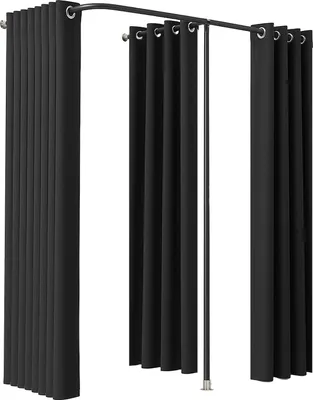 Image de Cabine d'essayage VEVOR Vestiaire portable avec rideaux épais en polyester, double cabine d'essayage avec rideaux de séparation, pour boutiques centres commerciaux ateliers de couture 200 x 100 x 200 cm (noir)