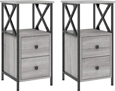 Immagine prodotto di Comodini 2 pz Grigio Sonoma 34x35,5x70 cm in Legno Multistrato
