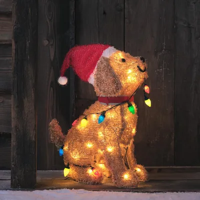 LED-Hundefigur 53 cm, 50 warmweiße LEDs, Weihnachtsdeko