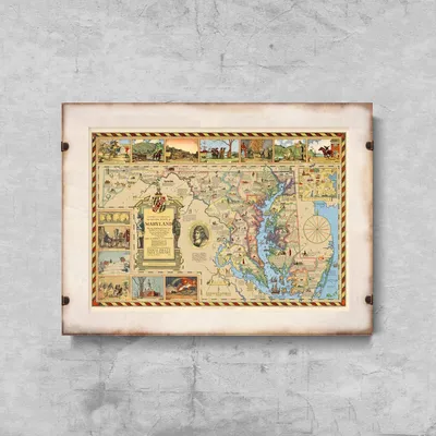 Produktbild von Poster - Canvas - Leinwand - 42 cm x 29,7 cm - Alte Karte von Maryland