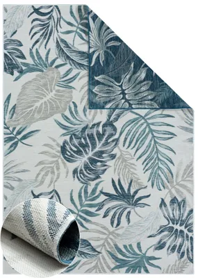 Produktbild von MY-RUG Wendbarer Outdoor-Teppich "Malik" 230X160 cm, blau, florales Design, wendbar, für drinnen und draußen