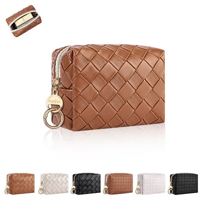 Productafbeelding van Leren make-up tasje, klein, 10x8x5 cm, organizer voor op reis