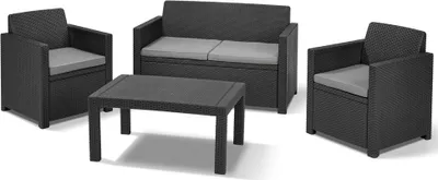 Produktbild von Allibert Lounge-Set Merano 8-tlg. Sessel, Bank, Tisch, Sitzauflagen; Graphit