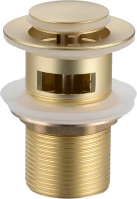 Produktbild von Korek umywalkowy mosiężny Klik Klak model B z przelewem - Brushed Gold