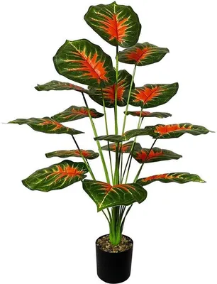 Image de Faux palmier Areca rouge et vert, 75 cm, pour le salon, la chambre, le bureau, la décoration.