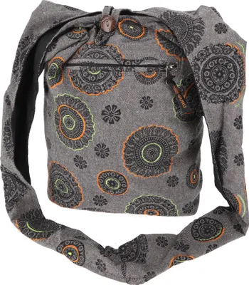 Produktbild von Sadhu Bag, Goa Tasche, Schulterbeutel - Grau, Uni - Erwachsene, Baumwolle, 35*35*25 cm, Alternative Umhängetasche, Handtasche aus Stoff