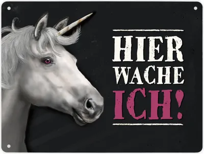 Produktbild von Hier wache ich! Metallschild XL mit Einhorn Motiv Schild Blechschild