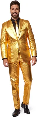 A man wearing a gold suit.