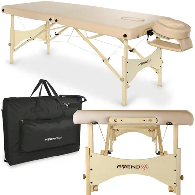 Produktbild von Habys Massageliege eSpirit | Klappbar Mobile Tragebares Höhenverstellbar | Massagetisch Massagebank Kosmetikliege | Holz Beige | 184 x 70 cm Beige