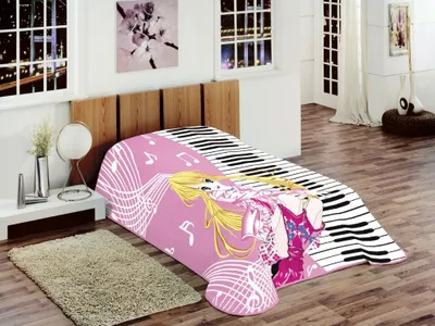 Immagine prodotto di Coperta per bambini coperta da gioco coperta accogliente copriletto principessa pianoforte rosa rosa dimensioni - 155x215 cm