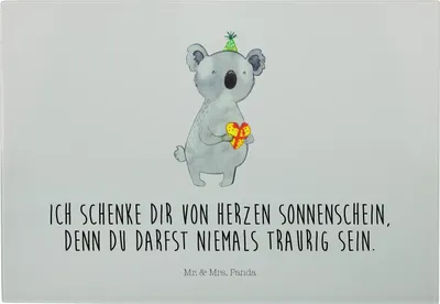 Produktbild von Mr. & Mrs. Panda Servierplatte Koala Geschenk - Grau Pastell - Schneidebrett, Party, Glasschneidebrett, Hackbrett, Frühstücksbrett, Küchenbrett, Geburtstag