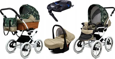 Produktbild von Babylux® Classic White | 4in1 Kinderwagen Set | Fern Leaf | Kombikinderwagen | Kinderwagenset |