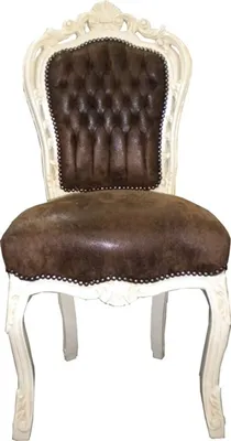 Produktbild von Barock Esszimmer Stuhl Braun / Creme Lederoptik