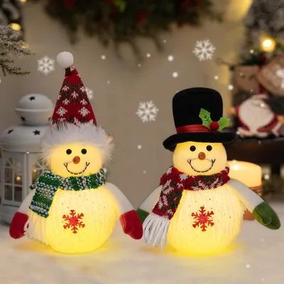 Produktbild von Set mit 2 Schneemannfiguren mit LED-Beleuchtung für die weihnachtliche Innendekoration