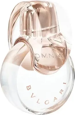 A close-up studio shot of a Bvlgari Omnia Crystalline Eau de Toilette spray bottle.