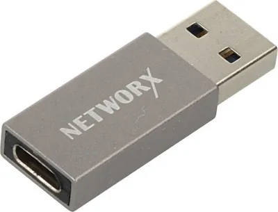 Produktbild von Networx USB-Adapter USB A auf USB C Aluminium space grau