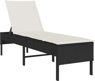 Produktbild von vidaXL Sonnenliege mit Auflage Schwarz 55x200x44 cm Poly Rattan