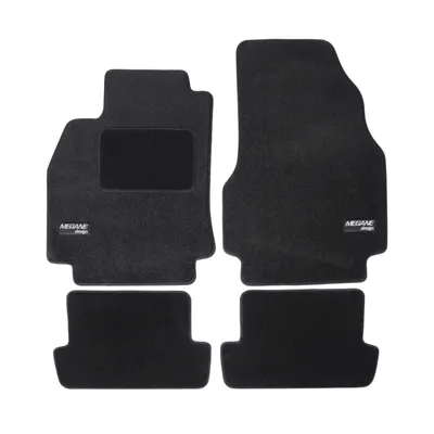 Image de Logo Tapis De Sol Noir Velours Sur Mesure Pour Renault Megane 2 CC 2003-2010 4pcs, Base Antidérapante, Tapis conducteur renforcé