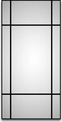 Produktbild von Wandspiegel schwarz TALOS Black Square Spiegel 60x120 cm - Wandspiegel groß mit Dekorlinien - feuchtraumgeeigneter Badspiegel matt schwarzen Aluminiumrahmen