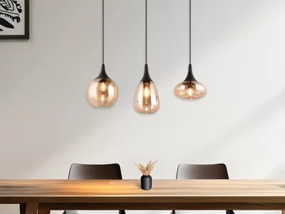 Image de Suspension LUMINA noir et miel 3xE14x40W en métal, dimensions : 150 x 68,8 x 19,5 cm, IP20, Trio