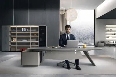 Obrázek produktu pro Designový moderní kancelářský nábytek, rohový psací stůl, knihovna