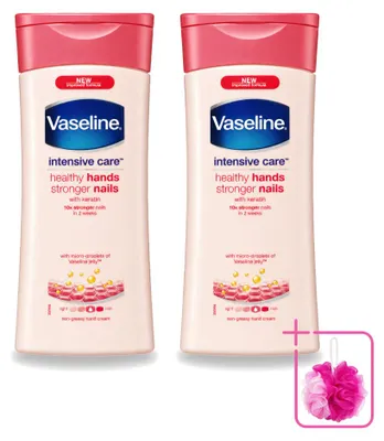 Imagen del producto de 2 unidades de crema para manos y uñas Vaseline Healthy Hands & Stronger Nails - 200 ml cada una - Paquete ahorro