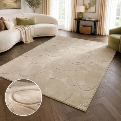 Produktbild von riess-ambiente Teppich LUNA 230x160cm taupe Hochflor Indoor-Teppich mit 3D Hoch-Tief-Effekt