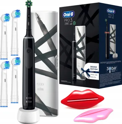 Produktbild von Oral-B | Elektrische Zahnbürste - PRO 3 3500 - Schwarz - Design Edition - mit Etui und 4 Aufsätzen