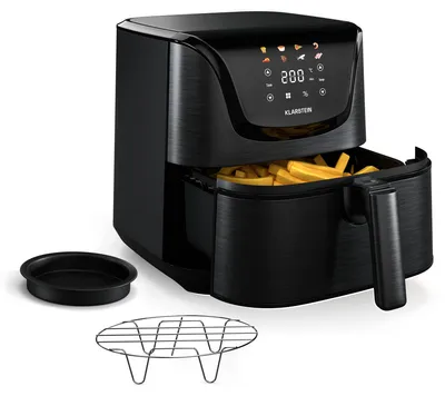 Produktbild von Klarstein AeroVital Deluxe Heißluftfritteuse – 5,4 L Airfryer, 1700 W, Touch-Display, 8 Programme, Antihaftbeschichtung, Grillrost & Pizzablech, Cooltouch-Gehäuse, Timer & Temperaturkontrolle, Schwarz