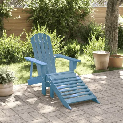 Produktbild von Design Adirondack-Stuhl mit Fußstütze Blau Massivholz Tanne, Gartenstühle 2024 Neu
