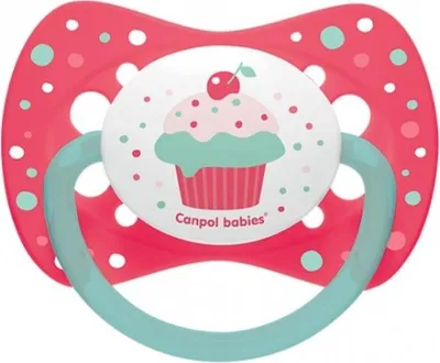 Obrázok produktu pre Canpol, Smoczek uspokajający, silikonowy, symetryczny, 0-6m Cupcake 23/282, różowy, 1 sztuka